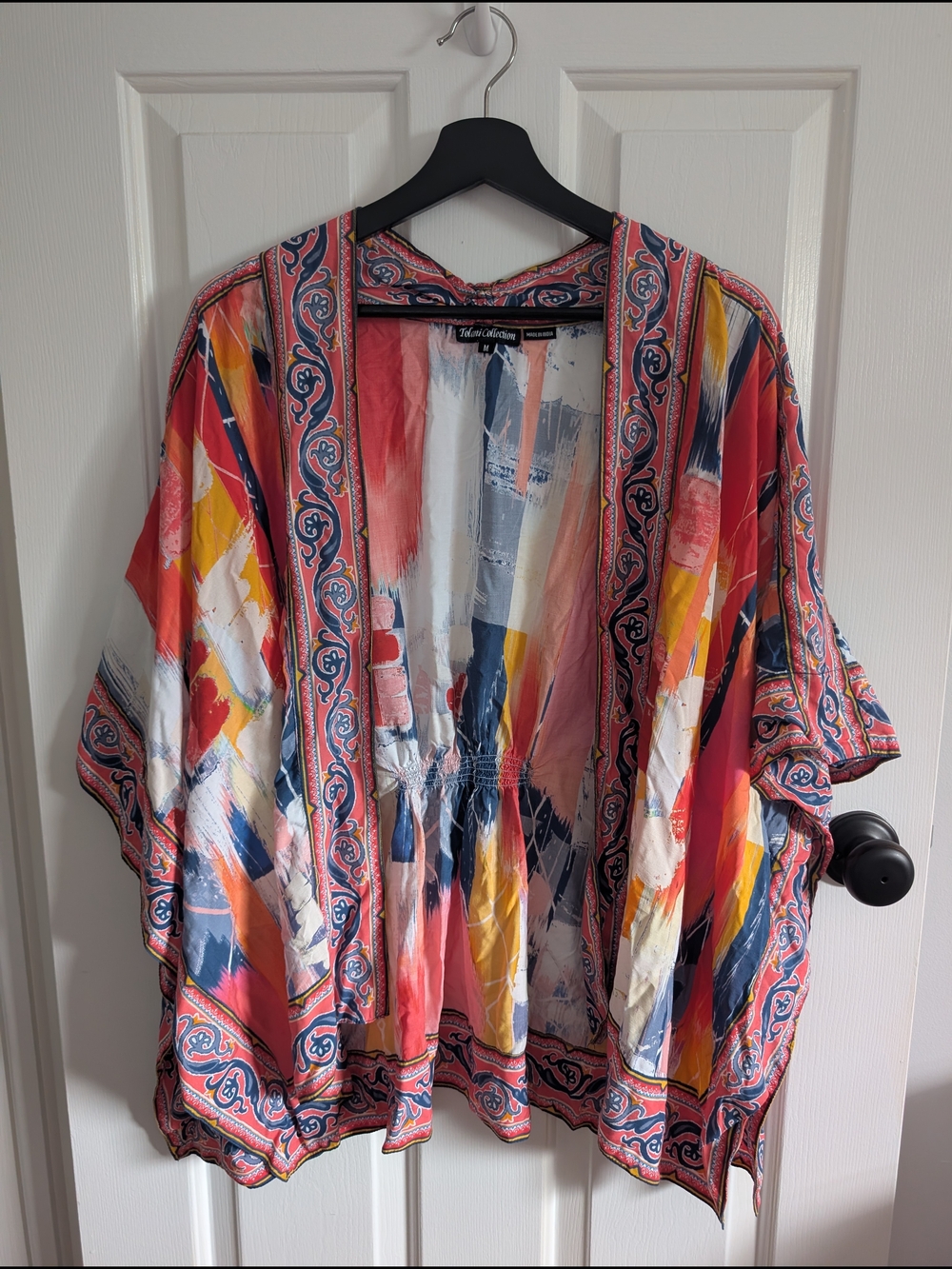 Tolani Women's Multicolor Abstract Brushstroke Kimono Size Medium